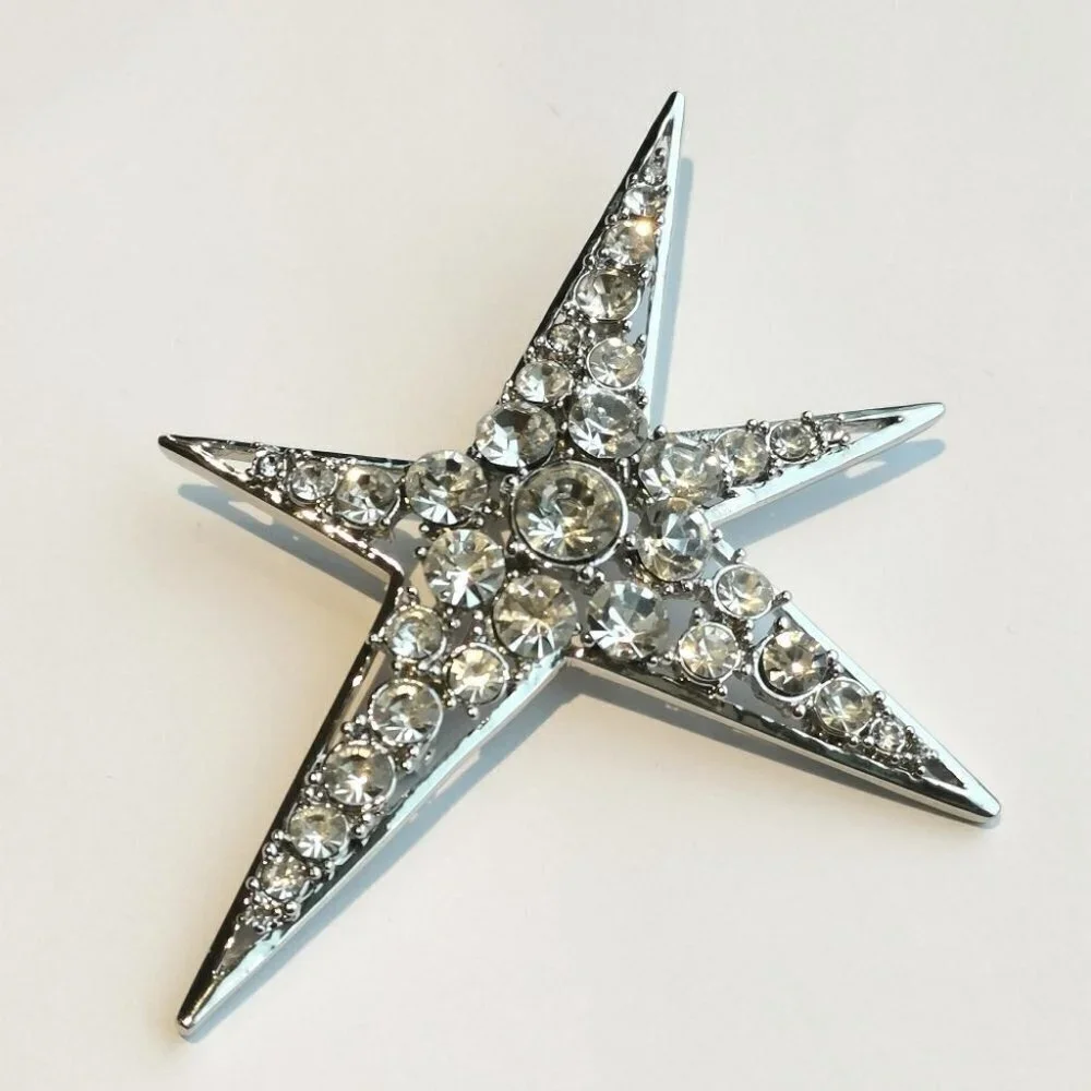 NWT Large crystal modernist star brooch pin